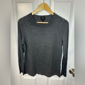 JM Collection Button-Cuff Crewneck Sweater Womens Size Medium Charcoal Cozy Luxe